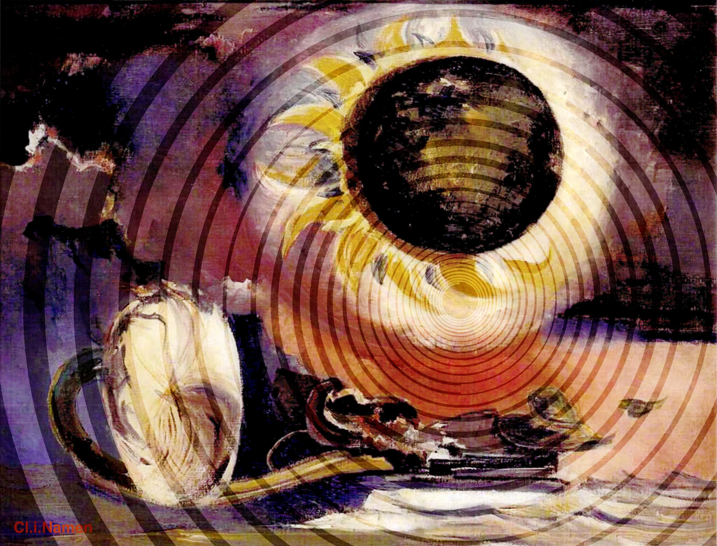 Doctored version of Eclipse of the Sunflower, Paul Nash 1945